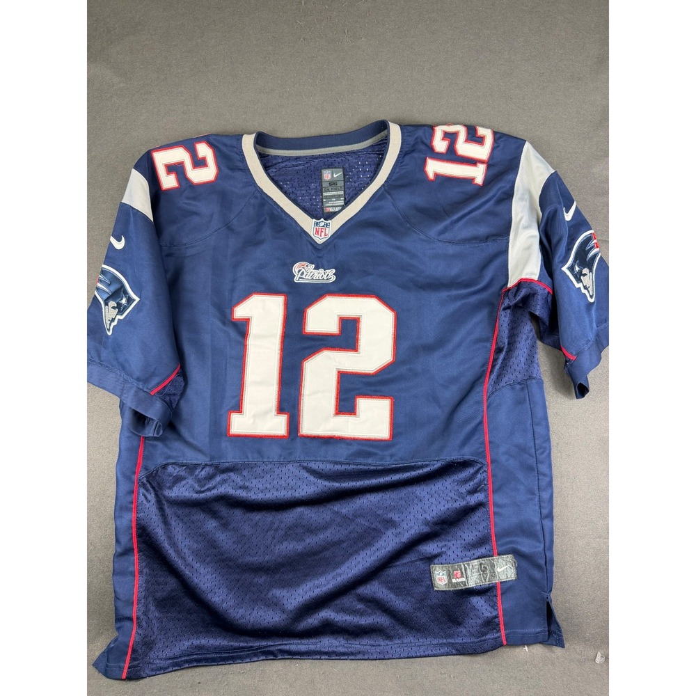 Nike Mens Blue New England Patriots Tom Brady #12 NFL On Field Jersey V-Neck 56